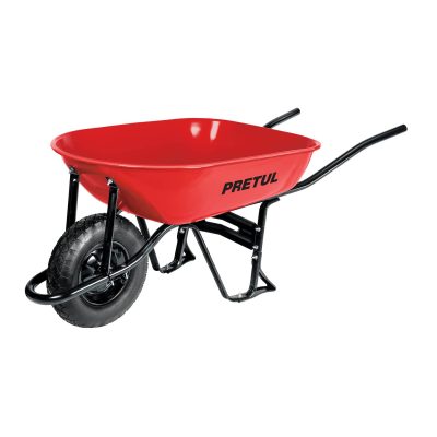CARRETILLA 5.5 FT3 ROJA NEUMATICA, BASTIDOR TUBULAR PRETUL