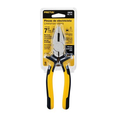 PINZA PARA ELECTRICISTA 7" MANGO COMFORT GRIP, PRETUL