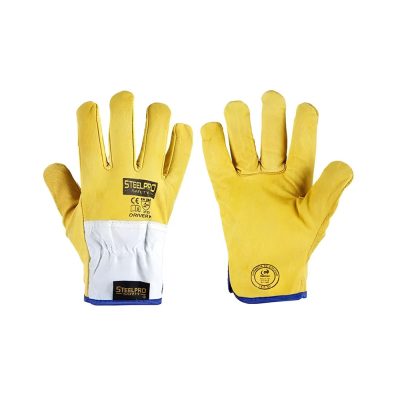 Guante Cuero Driver Amarillo Steelpro
